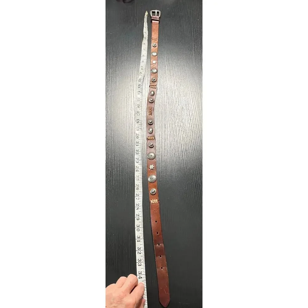 Vintage Y2K Fossil Western/Boho Style Leather Concho Belt